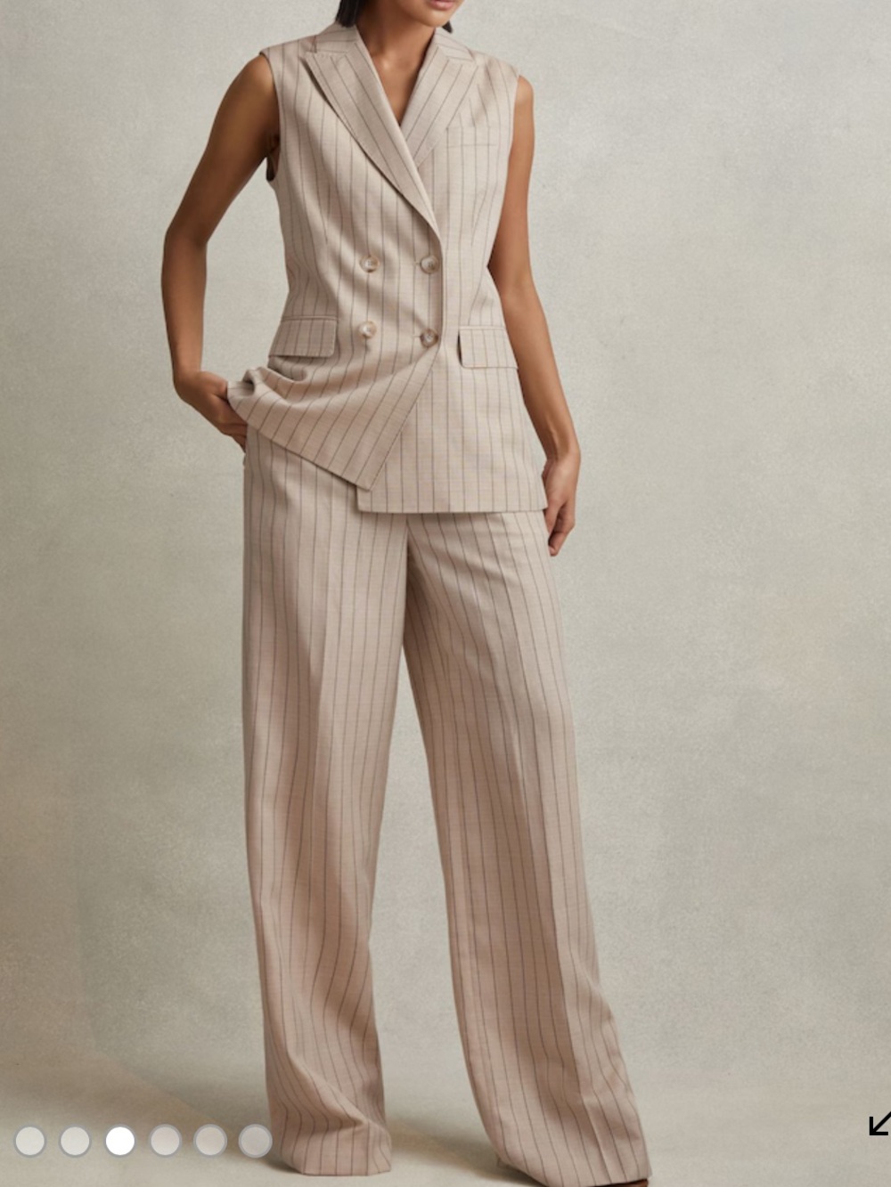 REISS ODETTE WOOL
BLEND STRIPED WIDE LEG TROUSER AND VEST SET size 6 great cond